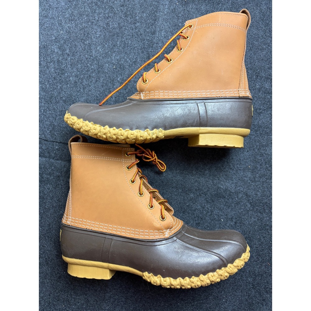 L.L.Bean Bean Boots 8" Duck Boots Tan Brown Mens 10M Made in Maine USA NWT